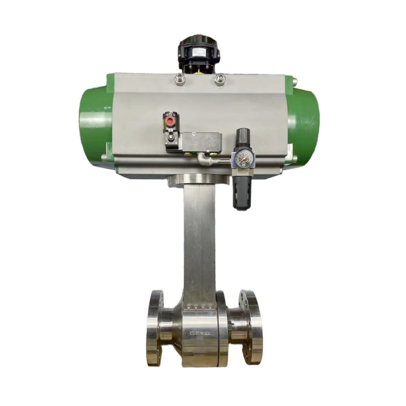 Ultra low temperature ball valve with pneumatic actuator